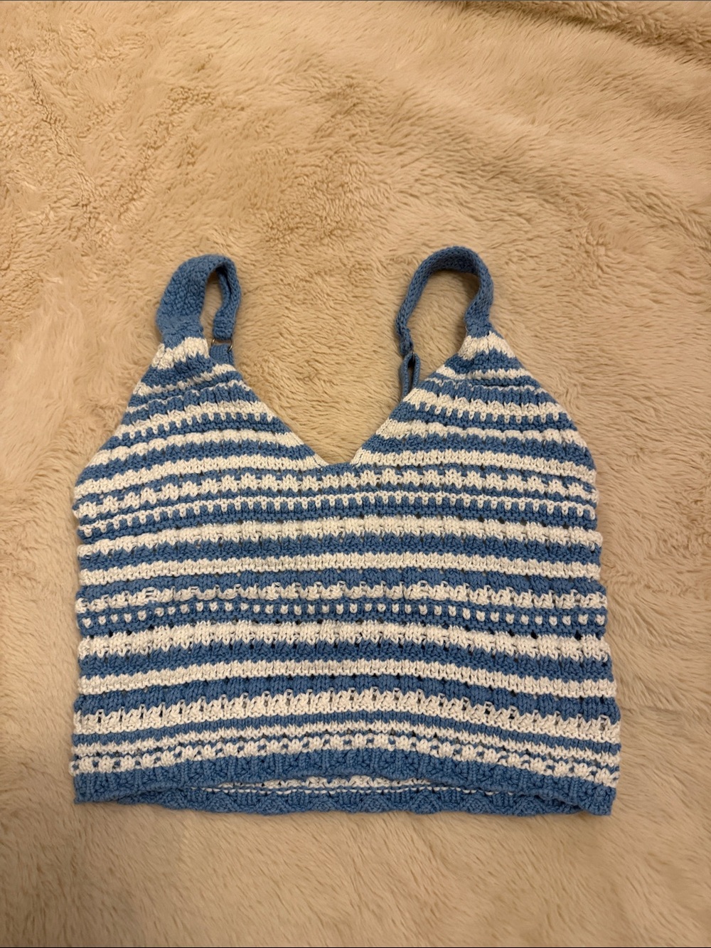 Hollister Blue and White Striped Knit Tank Top